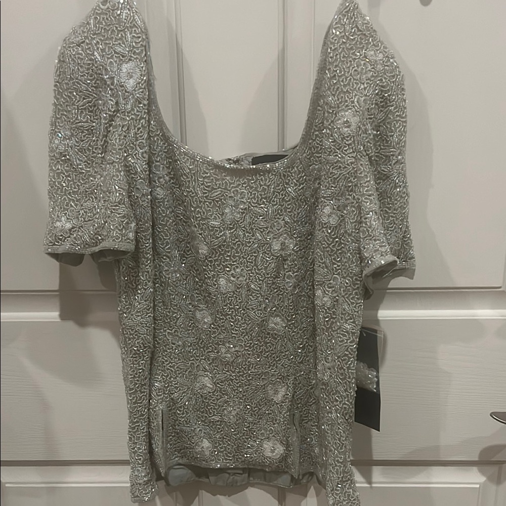 Chaudry Elegant Silver Embellished Women's Top